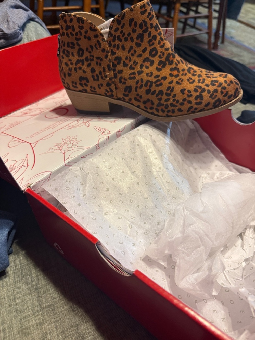 Journee Collection Leopard Print Ankle Booties in Tan and Black
